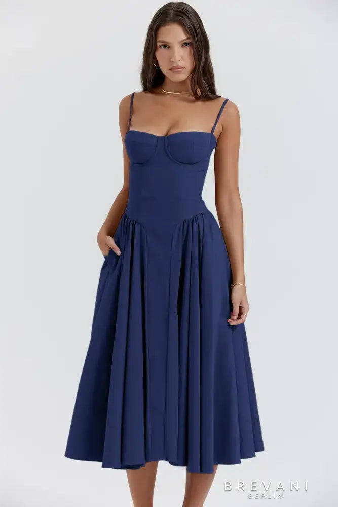 Diana - Sleeveless midi dress with corset fit