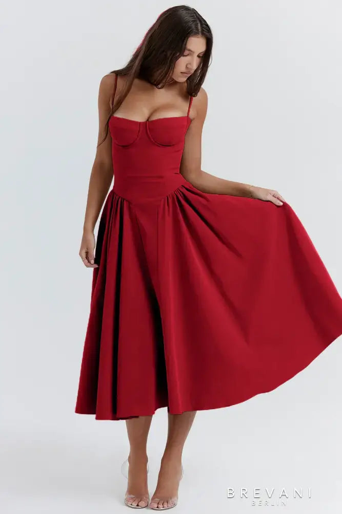 Diana - Sleeveless midi dress with corset fit