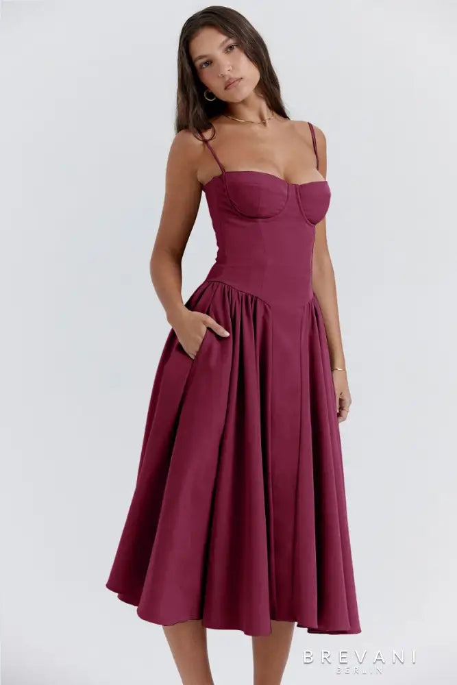 Diana - Sleeveless midi dress with corset fit