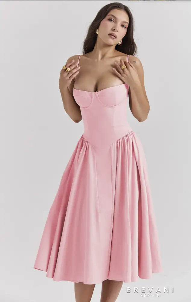 Diana - Sleeveless midi dress with corset fit