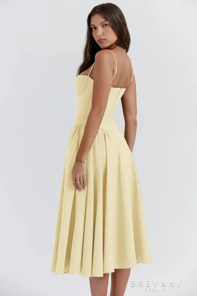 Diana - Sleeveless midi dress with corset fit