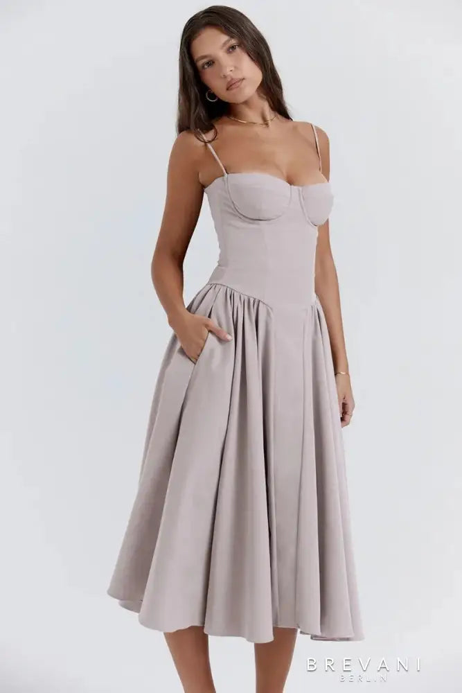 Diana - Sleeveless midi dress with corset fit