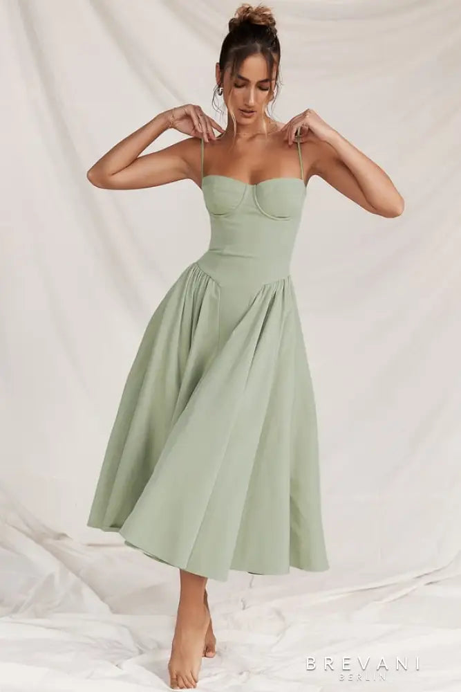 Diana - Sleeveless midi dress with corset fit