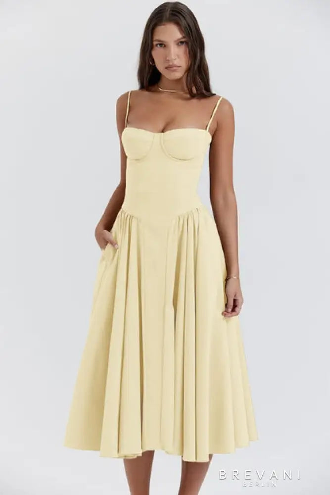 Diana - Sleeveless midi dress with corset fit