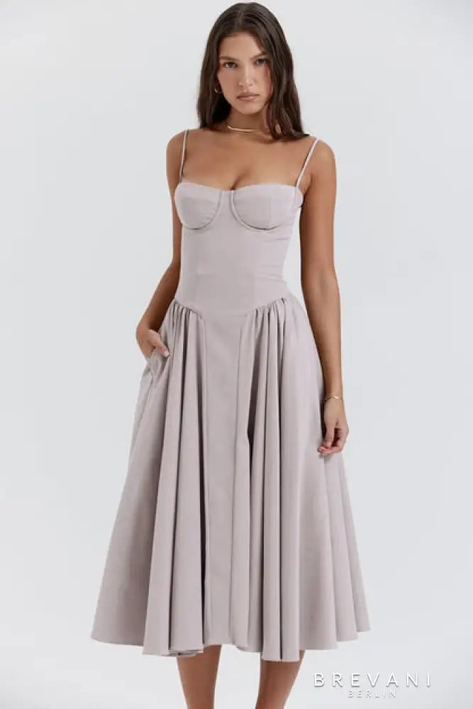 Diana - Sleeveless midi dress with corset fit