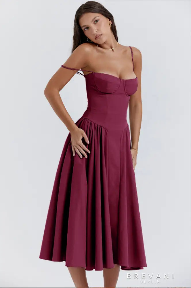 Diana - Sleeveless midi dress with corset fit